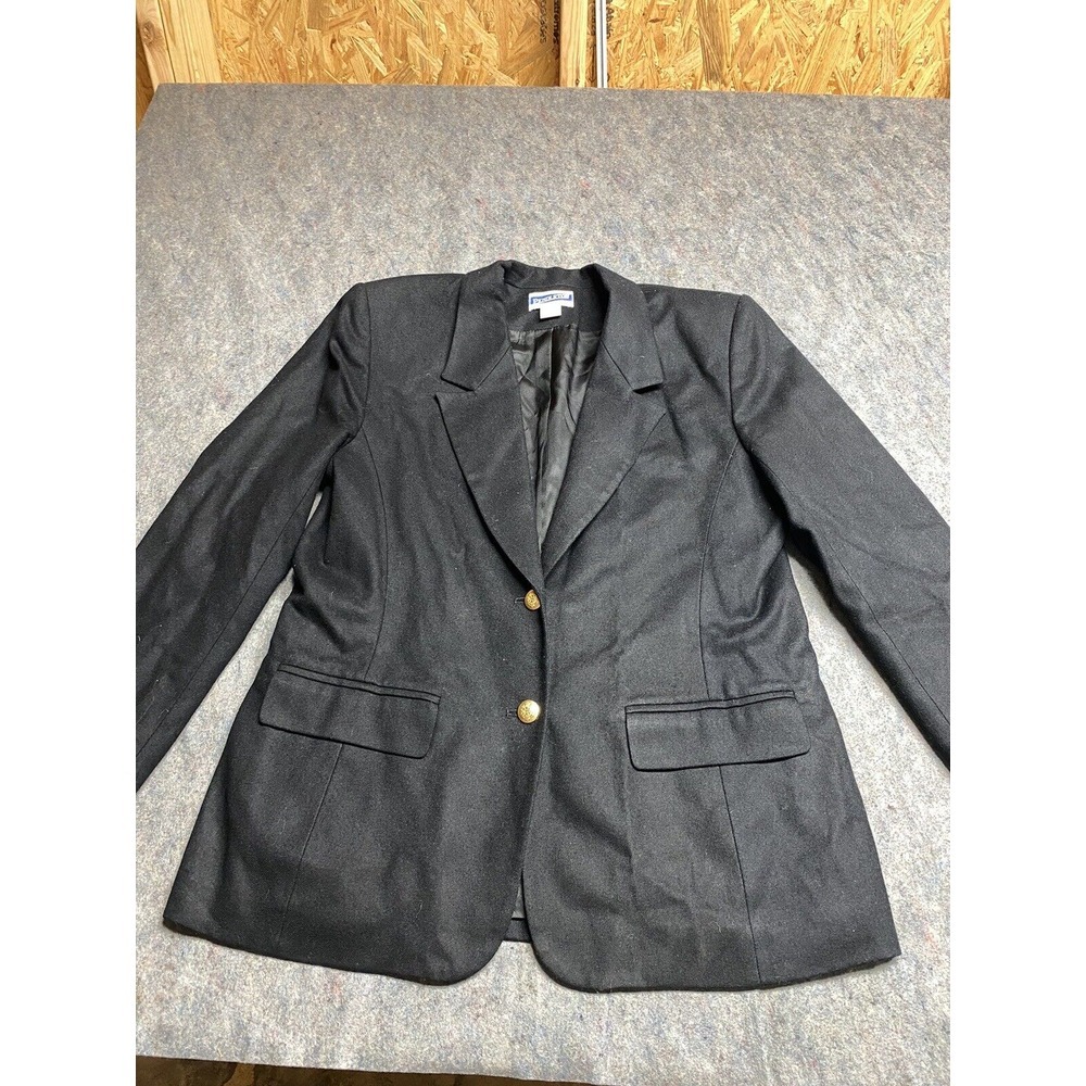Pendleton Womens Sz 12 Black 100% Virgin Wool Blazer Jacket 2 Button‎